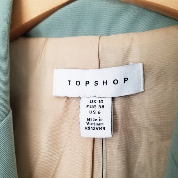 NEW Topshop Kiki Double Breasted Blazer Jacket Size 6 Sage Green Retro Chic $95 - Picture 4 of 16